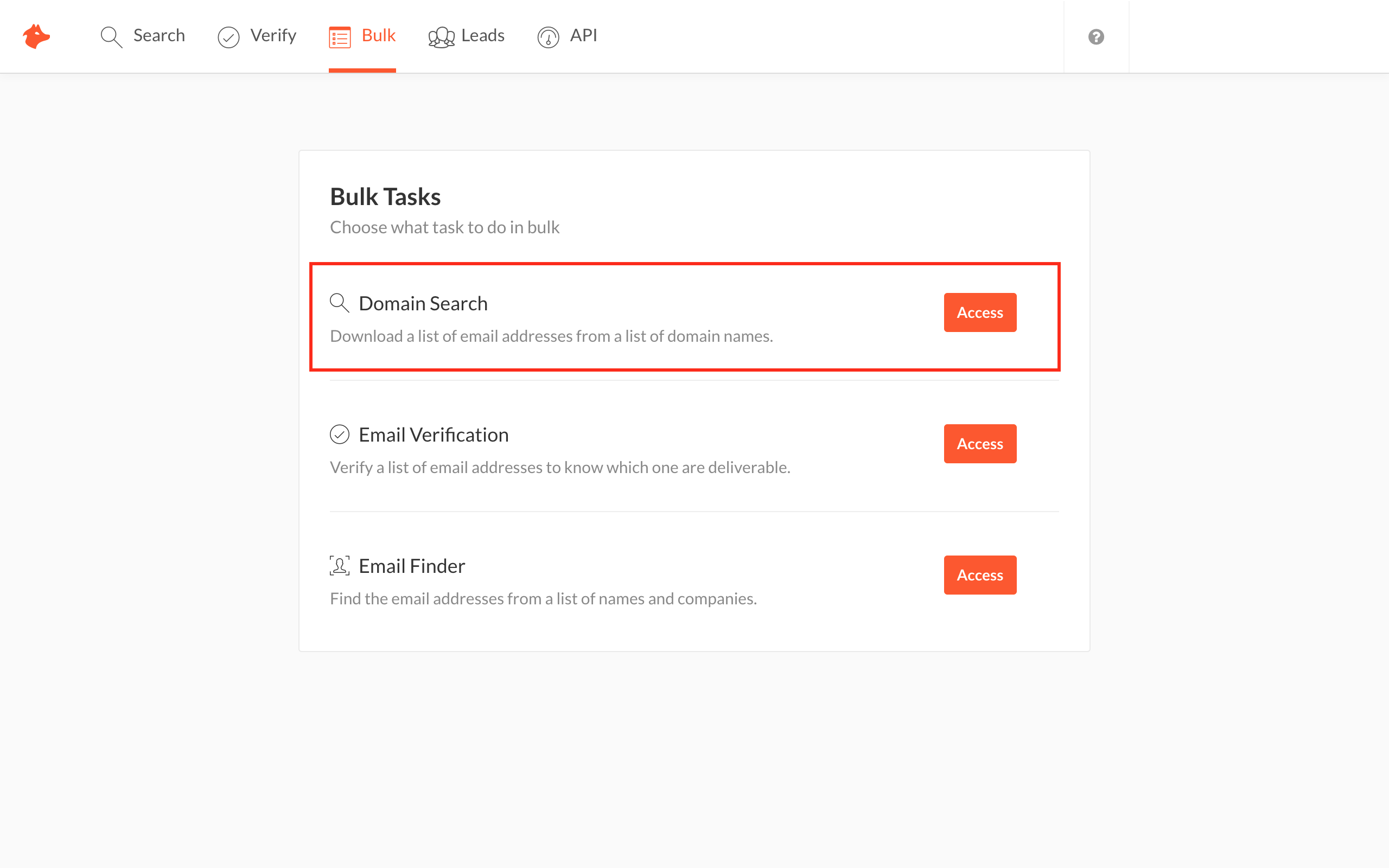 Hunter Domain Search Access