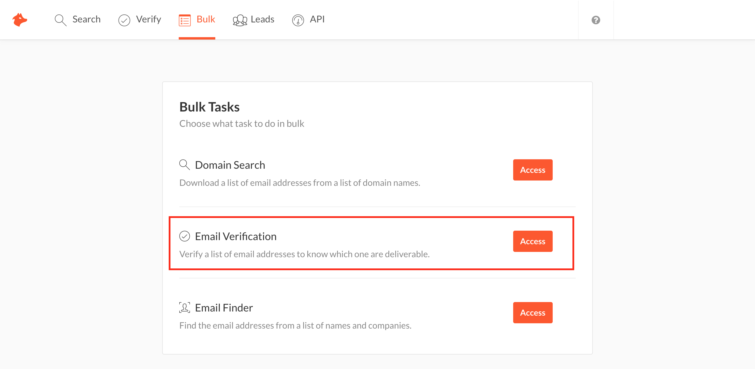 Hunter Bulk Verification Access
