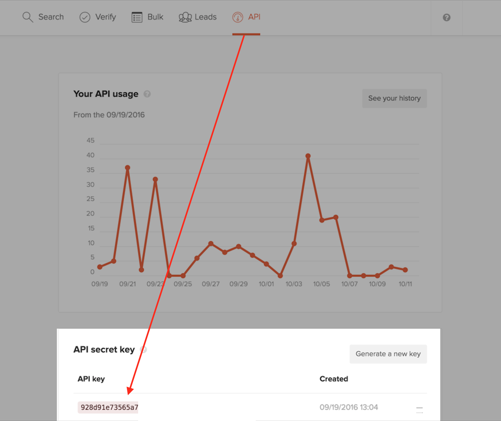 Hunter Google Sheets Search API key