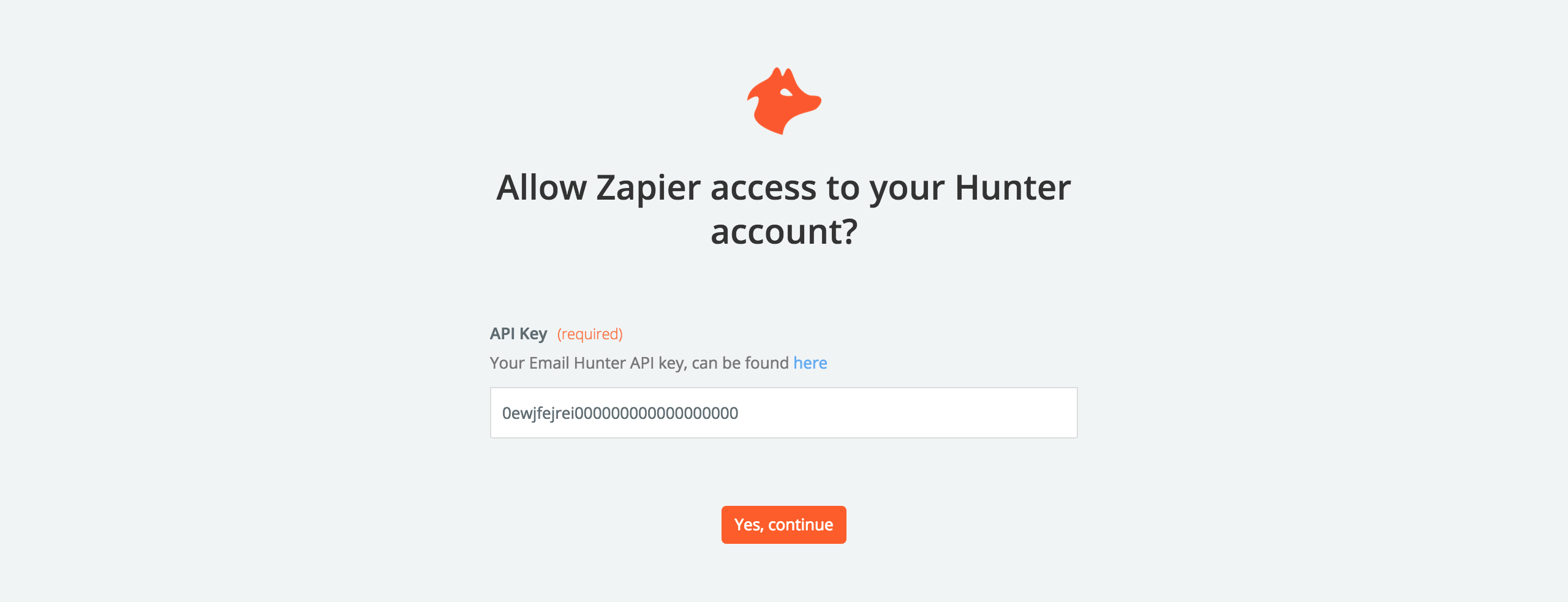 Hunter Zapier API key